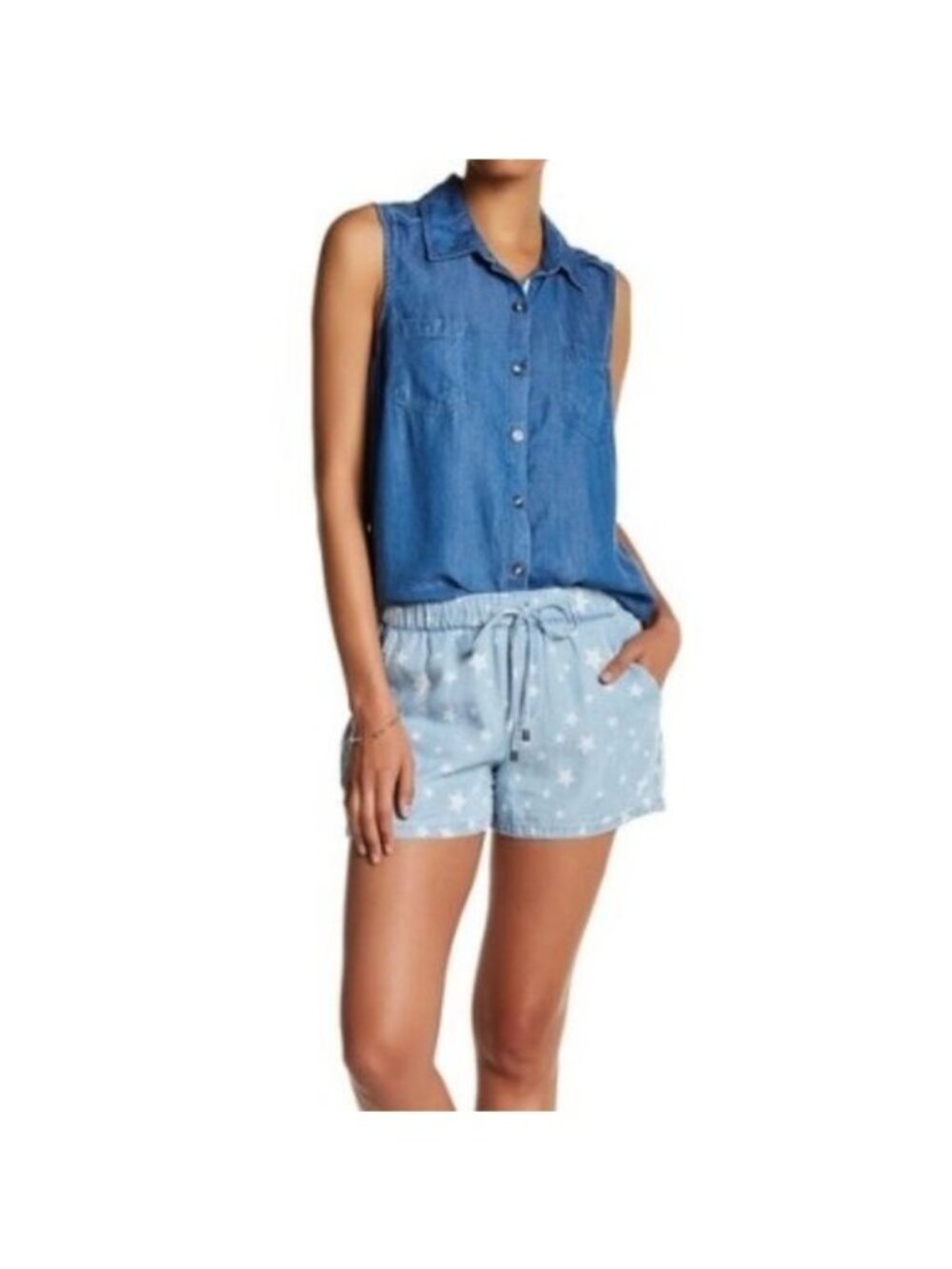 Splendid Star Print Chambray Shorts